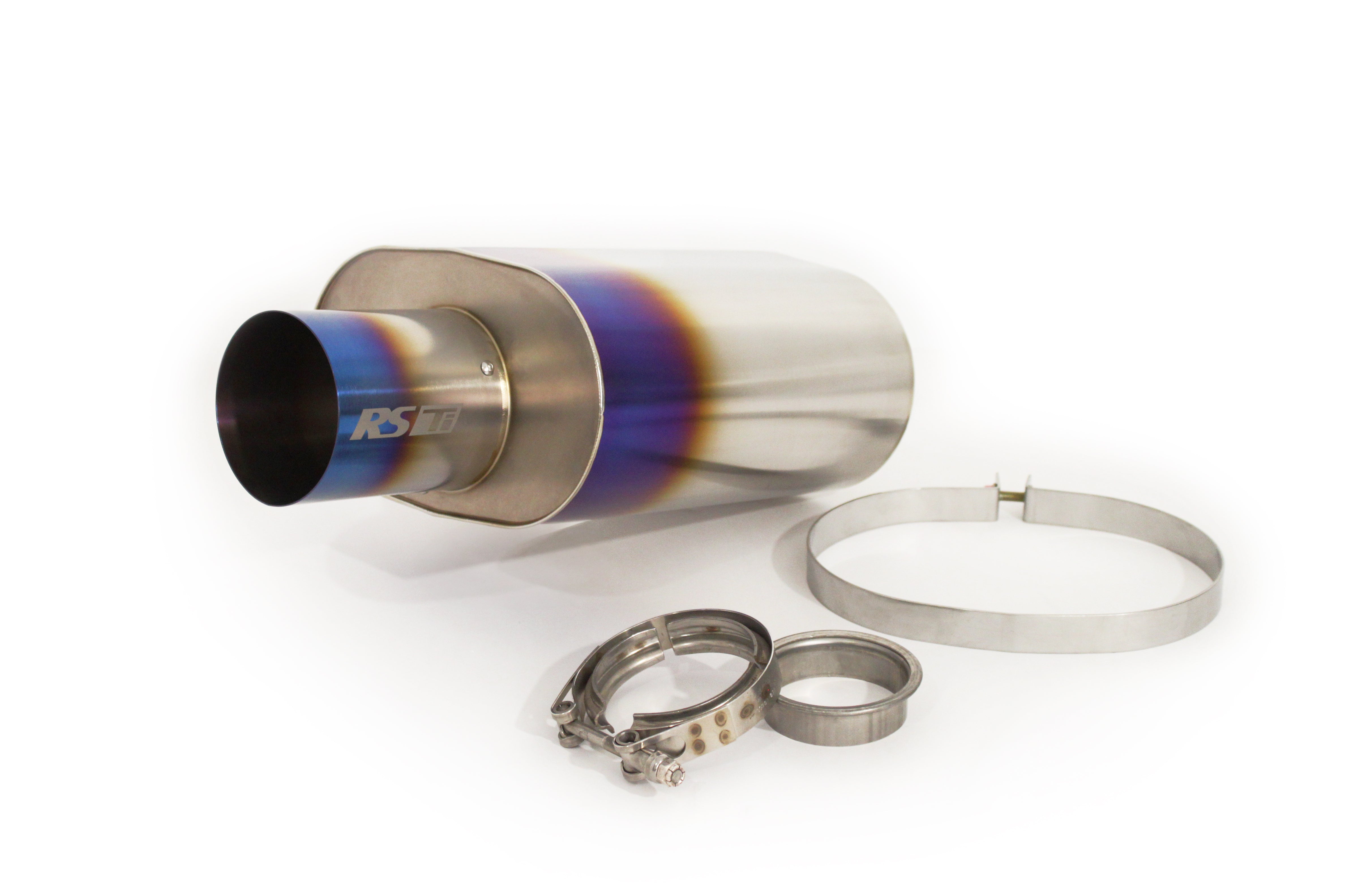 Universal RS-Ti Oval Titanium Muffler(s) and Tip with V-Band
