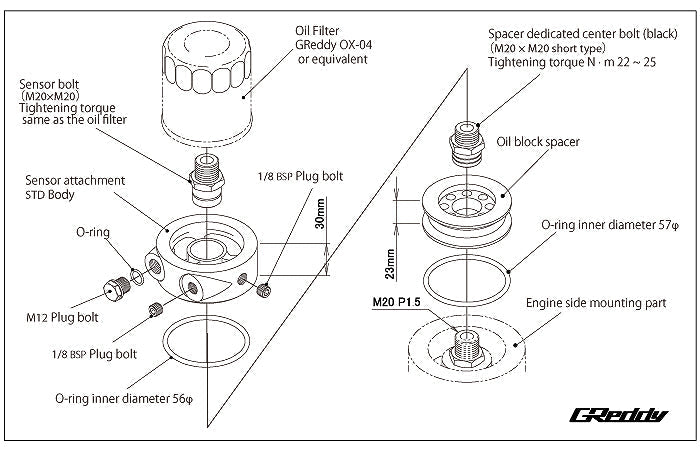 GReddy Oil Filter Block Sensor Adapter - FA20 Type - for FRS / 86 / BRZ